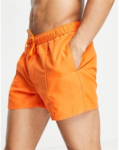 Ярко оранжевые короткие шорты для плавания с защипами Asos design