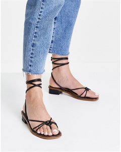 Черные кожаные сандалии с ремешками на плоской подошве Fergie Asos design