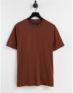 Темно коричневая футболка из органического хлопка с круглым вырезом Asos design
