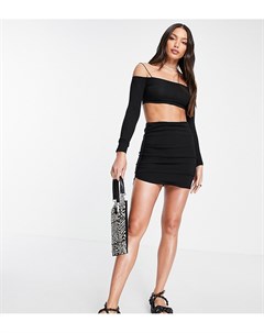 Черная мини юбка из бенгалина со сборками Tall Topshop