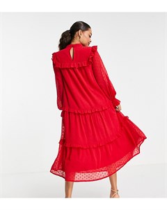Красное платье макси из шифона добби Petite Miss selfridge