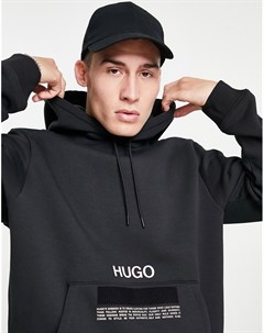 Черный худи без застежки с текстовым принтом и логотипом Devertree Hugo