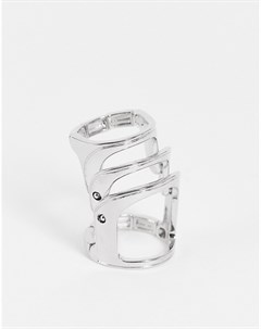 Подвижное серебристое кольцо для Хэллоуина в виде скелета Halloween Asos design