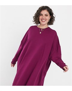 Платье свитшот в стиле oversized темно малинового цвета ASOS DESIGN Curve Asos curve