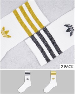 Набор из 2 пар белых носков средней длины с блестками adicolor Adidas originals