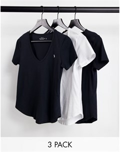 Набор из 3 футболок разных цветов с короткими рукавами и V образным вырезом Abercrombie & fitch