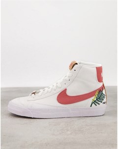 Бело бордовые кроссовки средней высоты с цветочной вышивкой Blazer Mid 77 Move To Zero Nike