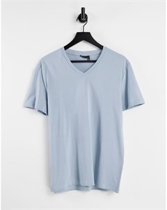 Голубая футболка с V образным вырезом Asos design