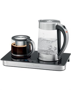 Чайник электрический с заварочным чайником PC TKS 1056 1 7 л металл стекло серебристый Profi cook