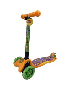 Детский трёхколёсный самокат колеса пвх 120 и 80 мм свет Оранжевая корова