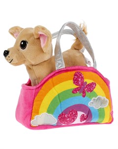 Мягкая игрушка Собачка в радужной сумочке с аппликацией 15 см ТМ Мой питомец