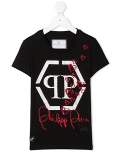 Футболка с логотипом из кристаллов Philipp plein junior