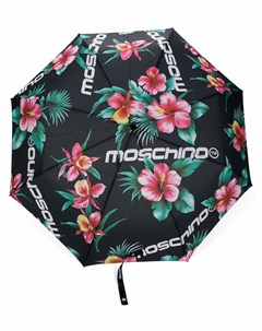 Зонт с цветочным принтом и логотипом Moschino