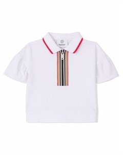 Рубашка поло со вставкой в полоску Icon Stripe Burberry kids