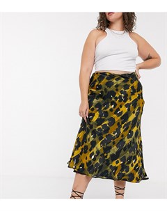 Атласная юбка миди с леопардовым принтом ASOS DESIGN Curve Asos curve