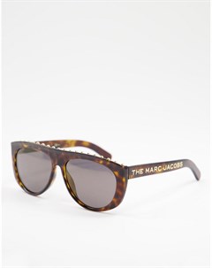 Круглые солнцезащитные очки с линзами в коричневой оправе с отделкой заклепками 492 S Marc jacobs