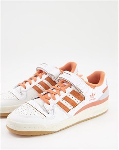 Белые низкие кроссовки с оранжевыми вставками Forum 84 Adidas originals