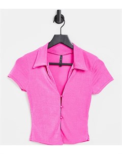Розовая приталенная рубашка с короткими рукавами Asyou