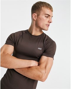 Облегающая спортивная футболка из быстросохнущей ткани коричневого цвета с логотипом Asos 4505