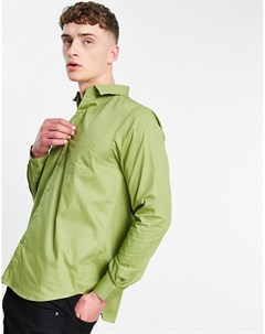 Зеленая классическая рубашка узкого кроя с длинными рукавами Bolongaro trevor