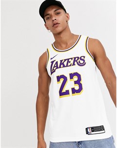 Белая майка с надписью James Basketball LA Lakers Nike