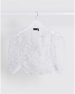 Белая блузка их органзы с запахом и цветочным узором Asos design