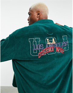 Флисовая oversized рубашка в университетском стиле с вышивкой USA на спине в стиле 90 х Asos design