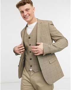 Супероблегающий пиджак в коричневую клетку из летней коллекции Wedding Asos design