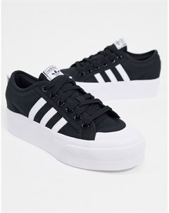 Черно белые кроссовки на платформе Nizza Adidas originals