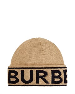 Кашемировая шапка с контрастным макро логотипом Burberry