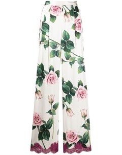 Широкие брюки с принтом Tropical Rose Dolce&gabbana