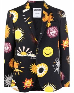 Однобортный пиджак с графичным принтом Moschino