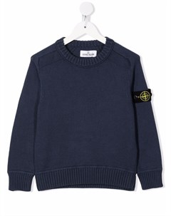 Свитер с круглым вырезом и нашивкой логотипом Stone island junior