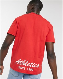 Красная футболка с текстовым принтом в университетском стиле на спине Asos design