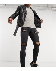 Черные джинсы с напылением и рваной отделкой Asos design