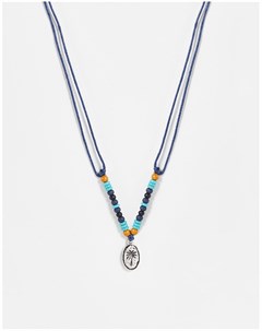 Синее ожерелье с бусинами и подвеской пальмой Classics 77
