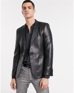 Черный приталенный пиджак с пайетками Asos design