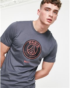 Темно серая футболка с гербом ФК Пари Сен Жермен Paris Saint Germain Nike football