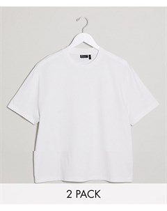 Набор из 2 белых свободных футболок с круглым вырезом Asos design