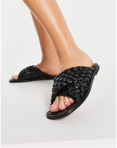 Черные плетеные мюли сандалии Flashback Asos design