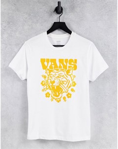 Белая футболка с цветочным принтом тигра Vans