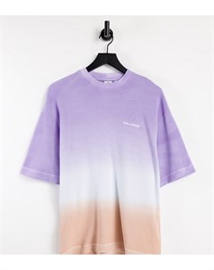 Разноцветная oversized футболка из вафельного трикотажа с эффектом омбре Collusion