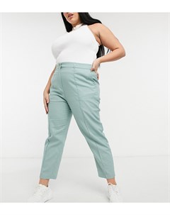 Зеленые льняные брюки сигареты ASOS DESIGN Curve Asos curve