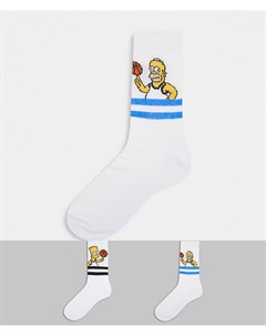 Набор из 2 пар спортивных носков с принтом Барта и Гомера Asos design