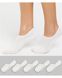 Набор из 5 пар белых коротких носков из материала с добавлением органического хлопка Monki