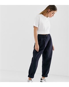 Темно синие широкие брюки со складками ASOS DESIGN Petite Asos petite