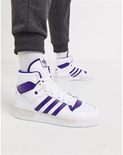 Бело фиолетовые высокие кроссовки rivalry Adidas originals
