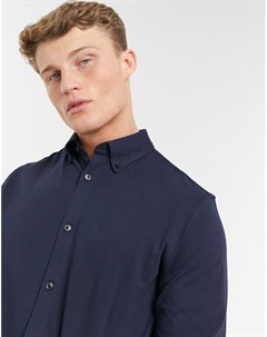 Темно синяя трикотажная рубашка Selected homme