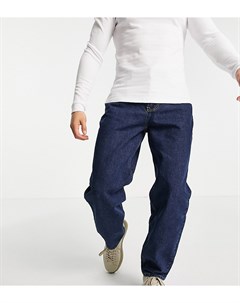 Выбеленные темно синие свободные джинсы в стиле 90 х New look