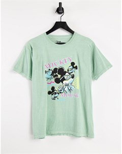 Выбеленная в винтажном стиле oversized футболка с принтом Микки Мауса Daisy street